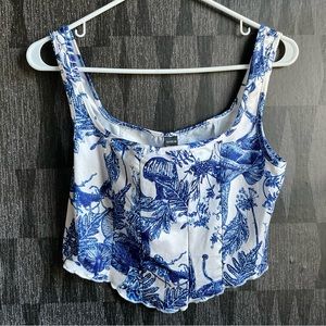 Blue tank top cottage y2k fairycore crop v front